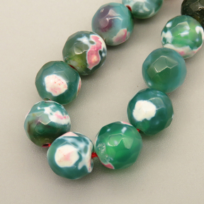 Natural Agate Beads Strands,Round,Faceted,Pink Cyan,8mm,Hole:1mm,about 47 pcs/strand,about 36 g/strand,5 strands/package,14.96"(38cm),XBGB05376bbov-L020