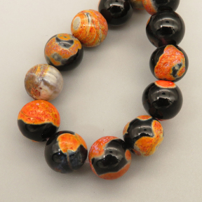 Natural Double Agate Beads Strands,Round,Orange Black,10mm,Hole:1mm,about 38 pcs/strand,about 55 g/strand,5 strands/package,14.96"(38cm),XBGB05380vbpb-L020