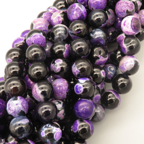 Natural Double Agate Beads Strands,Round,Purple Black,10mm,Hole:1mm,about 38 pcs/strand,about 55 g/strand,5 strands/package,14.96"(38cm),XBGB05384vbpb-L020