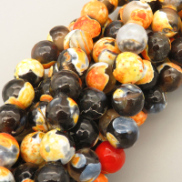 Natural Double Agate Beads Strands,Round,Faceted,Yellow Black,10mm,Hole:1mm,about 38 pcs/strand,about 55 g/strand,5 strands/package,14.96"(38cm),XBGB05386vbpb-L020