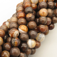 Natural Agate Beads Strands,Round,Brown,8mm,Hole:1mm,about 47 pcs/strand,about 36 g/strand,5 strands/package,14.96"(38cm),XBGB05388vbnb-L020
