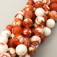 Natural Agate Beads Strands,Round,White Brown,10mm,Hole:1mm,about 38 pcs/strand,about 55 g/strand,5 strands/package,14.96"(38cm),XBGB05390bbov-L020