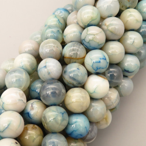 Natural Agate Beads Strands,Round,Blue-gray,10mm,Hole:1mm,about 38 pcs/strand,about 55 g/strand,5 strands/package,14.96"(38cm),XBGB05392bbov-L020