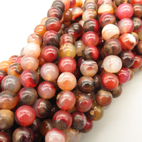 Natural Agate Beads Strands,Round,Rose Red Brown,8mm,Hole:1mm,about 47 pcs/strand,about 36 g/strand,5 strands/package,14.96"(38cm),XBGB05396vbnb-L020