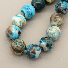Natural Agate Beads Strands,Round,Sky Blue Black,6mm,Hole:1mm,about 63 pcs/strand,about 22 g/strand,5 strands/package,14.96"(38cm),XBGB05424vbmb-L020