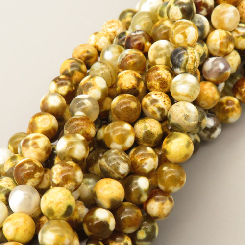 Natural Agate Beads Strands,Round,Khaki,6mm,Hole:0.8mm,about 63 pcs/strand,about 22 g/strand,5 strands/package,14.96"(38cm),XBGB05428vbmb-L020