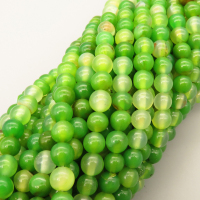 Natural Agate Beads Strands,Round,Grass Green,6mm,Hole:0.8mm,about 63 pcs/strand,about 22 g/strand,5 strands/package,14.96"(38cm),XBGB05440vbmb-L020