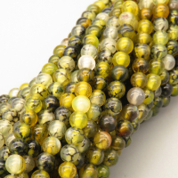 Natural Agate Beads Strands,Round,Green Black and White,4mm,Hole:0.5mm,about 95 pcs/strand,about 9 g/strand,5 strands/package,14.96"(38cm),XBGB05444vbmb-L020
