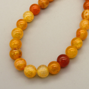 Natural Ice Burst Agate Beads Strands,Round,Brownish Yellow,6mm,Hole:0.8mm,about 63 pcs/strand,about 22 g/strand,5 strands/package,14.96"(38cm),XBGB05476vbmb-L020
