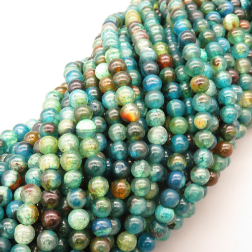 Natural Agate Beads Strands,Round,Cyan,6mm,Hole:0.8mm,about 63 pcs/strand,about 22 g/strand,5 strands/package,14.96"(38cm),XBGB05484vbmb-L020