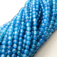 Natural Agate Beads Strands,Round,Navy Blue,4mm,Hole:0.5mm,about 95 pcs/strand,about 9 g/strand,5 strands/package,14.96"(38cm),XBGB05490vbmb-L020