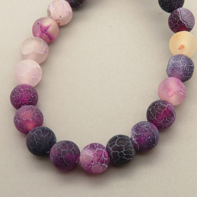 Natural Weathered Agate Beads Strands,Round,Frosted,Purple,6mm,Hole:0.8mm,about 63 pcs/strand,about 22 g/strand,5 strands/package,14.96"(38cm),XBGB05500vbmb-L020