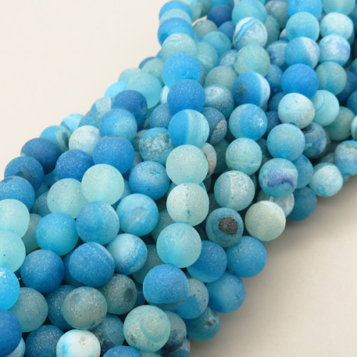 Natural Weathered Agate Beads Strands,Round,Frosted,Sky Blue,6mm,Hole:0.8mm,about 63 pcs/strand,about 22 g/strand,5 strands/package,14.96"(38cm),XBGB05502vbmb-L020