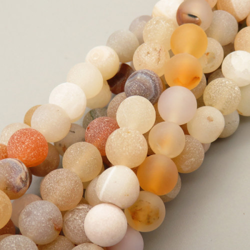Natural Weathered Agate Beads Strands,Round,Frosted,Cream Color,6mm,Hole:0.8mm,about 63 pcs/strand,about 22 g/strand,5 strands/package,14.96"(38cm),XBGB05504vbmb-L020