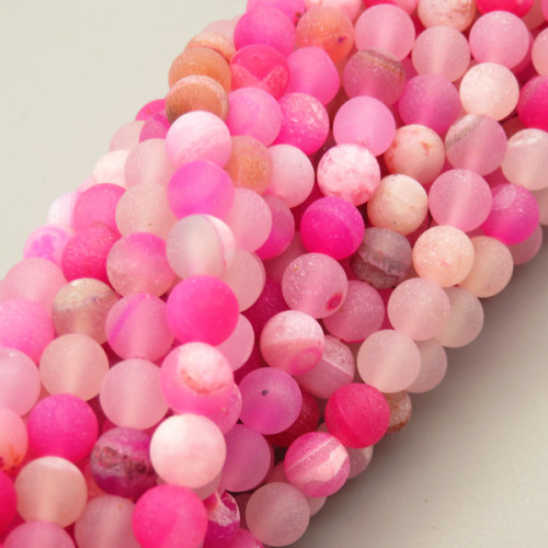 Natural Weathered Agate Beads Strands,Round,Frosted,Fuchsia,6mm,Hole:0.8mm,about 63 pcs/strand,about 22 g/strand,5 strands/package,14.96"(38cm),XBGB05506vbmb-L020