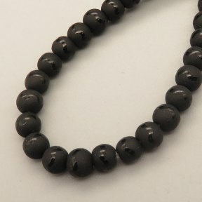 Natural Agate Beads Strands,Round,Frosted,Wave,Black,6mm,Hole:0.8mm,about 63 pcs/strand,about 22 g/strand,5 strands/package,14.96"(38cm),XBGB05516vbnb-L020