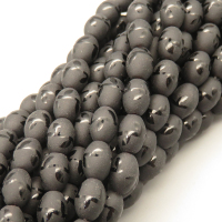 Natural Agate Beads Strands,Egg Shape,Frosted,Leaves,Black,6x9mm,Hole:1mm,about 42 pcs/strand,about 48 g/strand,5 strands/package,14.96"(38cm),XBGB05526bhva-L020