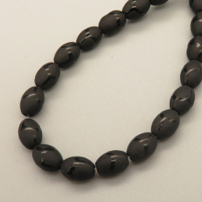 Natural Agate Beads Strands,Egg Shape,Frosted,Y Pattern,Black,6x9mm,Hole:1mm,about 42 pcs/strand,about 48 g/strand,5 strands/package,14.96"(38cm),XBGB05532bhva-L020