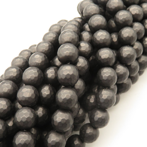Natural Agate Beads Strands,Matt,Round,Faceted,Black,10mm,Hole:1mm,about 38 pcs/strand,about 55 g/strand,5 strands/package,14.96"(38cm),XBGB05536vbpb-L020