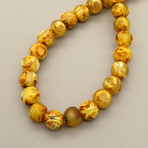 Natural Dzi Agate Beads Strands,Round,Frosted,Yellow ,6mm,Hole:0.8mm,about 63 pcs/strand,about 22 g/strand,5 strands/package,14.96"(38cm),XBGB05538bbov-L020
