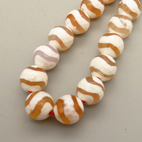Natural Dzi Agate Beads Strands,Round,Faceted,Wave,Orange,10mm,Hole:1mm,about 38 pcs/strand,about 55 g/strand,5 strands/package,14.96"(38cm),XBGB05544vhkb-L020