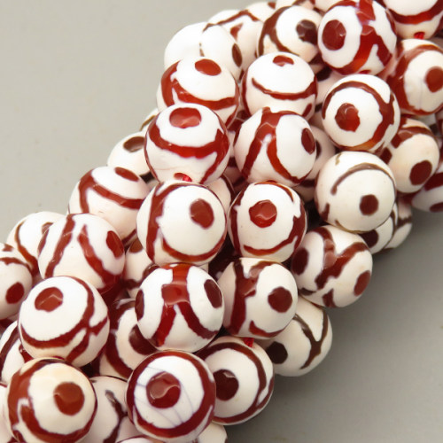Natural Dzi Agate Beads Strands,Round,Faceted,Eyes,Brown,10mm,Hole:1mm,about 38 pcs/strand,about 55 g/strand,5 strands/package,14.96"(38cm),XBGB05562vhkb-L020