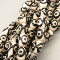 Natural Dzi Agate Beads Strands,Drum Bead,Eyes,Black,8x12mm,Hole:1.5mm,about 31 pcs/strand,about 80 g/strand,5 strands/package,14.96"(38cm),XBGB05566vhkb-L020