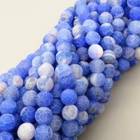 Natural Ice Burst Agate Beads Strands,Round,Matte,Blue,8mm,Hole:1mm,about 47 pcs/strand,about 36 g/strand,5 strands/package,14.96"(38cm),XBGB05602vbmb-L020