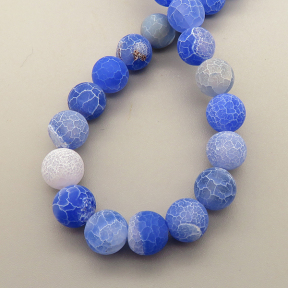 Natural Ice Burst Agate Beads Strands,Round,Matte,Blue,8mm,Hole:1mm,about 47 pcs/strand,about 36 g/strand,5 strands/package,14.96"(38cm),XBGB05602vbmb-L020
