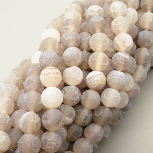 Natural Ice Burst Agate Beads Strands,Round,Matte,Grey,4mm,Hole:0.5mm,about 95 pcs/strand,about 9 g/strand,5 strands/package,14.96"(38cm),XBGB05608ablb-L020
