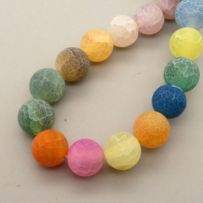Natural Ice Burst Agate Beads Strands,Round,Matte,Color Mixing,6mm,Hole:0.8mm,about 63 pcs/strand,about 22 g/strand,5 strands/package,14.96"(38cm),XBGB05612ablb-L020