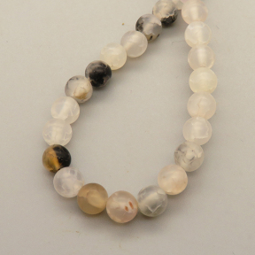 Natural Agate Beads Strands,Round,Off-white,6mm,Hole:0.8mm,about 63 pcs/strand,about 22 g/strand,5 strands/package,14.96"(38cm),XBGB05616ablb-L020