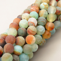 Natural Agate Beads Strands,Round,Matte,Color Mixing,6mm,Hole:0.8mm,about 63 pcs/strand,about 22 g/strand,5 strands/package,14.96"(38cm),XBGB05618ablb-L020