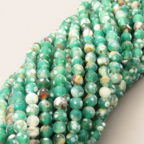 Natural Agate Beads Strands,Round,Grass Green,6mm,Hole:0.8mm,about 63 pcs/strand,about 22 g/strand,5 strands/package,14.96"(38cm),XBGB05620ablb-L020