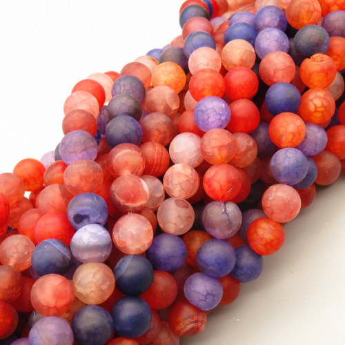 Natural Agate Beads Strands,Round,Matte,Magenta,8mm,Hole:1mm,about 47 pcs/strand,about 36 g/strand,5 strands/package,14.96"(38cm),XBGB05622vbmb-L020
