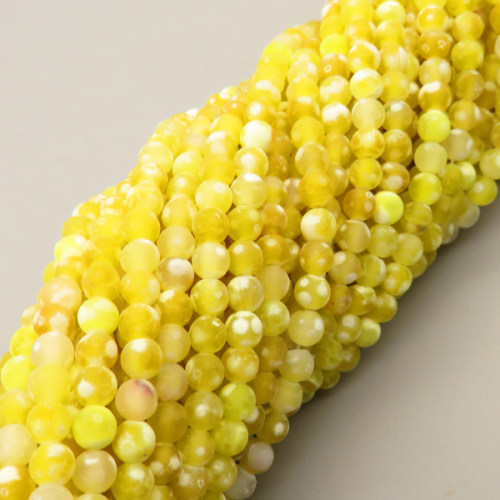 Natural Agate Beads Strands,Round,Matte,Yellow,4mm,Hole:0.5mm,about 95 pcs/strand,about 9 g/strand,5 strands/package,14.96"(38cm),XBGB05640ablb-L020