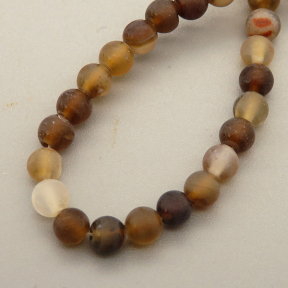 Natural Agate Beads Strands,Round,Matte,Brown,4mm,Hole:0.5mm,about 95 pcs/strand,about 9 g/strand,5 strands/package,14.96"(38cm),XBGB05646ablb-L020