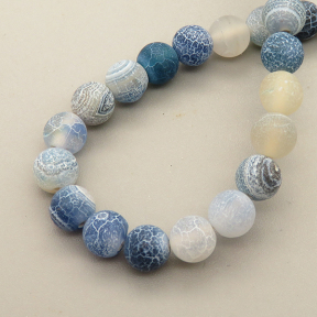 Natural Ice Burst Agate Beads Strands,Round,Matte,Blue,6mm,Hole:0.8mm,about 63 pcs/strand,about 22 g/strand,5 strands/package,14.96"(38cm),XBGB05648ablb-L020