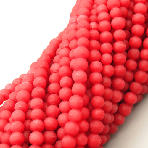 Natural Agate Beads Strands,Round,Matte,Coral Red,4mm,Hole:0.5mm,about 63 pcs/strand,about 9 g/strand,5 strands/package,14.96"(38cm),XBGB05660vbmb-L020