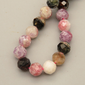 Natural Tourmaline Beads Strands,Round,Faceted,Purple Black,5mm,Hole:0.5mm,about 76 pcs/strand,about 16.5 g/strand,5 strands/package,14.96"(38cm),XBGB05668biib-L020