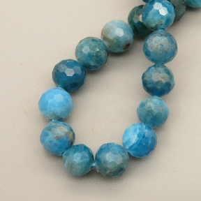 Natural Apatite Beads Strands,Round,Faceted,Cyan,8mm,Hole:1mm,about 47 pcs/strand,about 36 g/strand,5 strands/package,14.96"(38cm),XBGB05672ajvb-L020