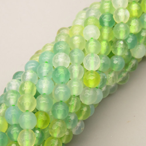 Natural Agate Beads Strands,Round,Faceted,Blue-green,6mm,Hole:0.8mm,about 63 pcs/strand,about 22 g/strand,5 strands/package,14.96"(38cm),XBGB05680vbnb-L020