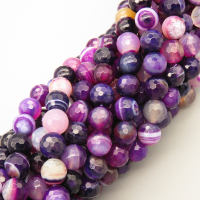 Natural Striped Agate Beads Strands,Round,Faceted,Purple,8mm,Hole:1mm,about 47 pcs/strand,about 36 g/strand,5 strands/package,14.96"(38cm),XBGB05688vbpb-L020