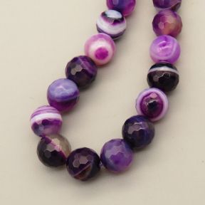 Natural Striped Agate Beads Strands,Round,Faceted,Purple,8mm,Hole:1mm,about 47 pcs/strand,about 36 g/strand,5 strands/package,14.96"(38cm),XBGB05688vbpb-L020