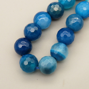 Natural Striped Agate Beads Strands,Round,Faceted,Blue,8mm,Hole:1mm,about 47 pcs/strand,about 36 g/strand,5 strands/package,14.96"(38cm),XBGB05690vbpb-L020
