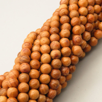 Natural Taxus Chinensis (Pilger) Rehd Beads Strands,Round,Brown,4mm,Hole:0.5mm,about 95 pcs/strand,about 9 g/strand,5 strands/package,14.96"(38cm),XBSB00013baka-L020