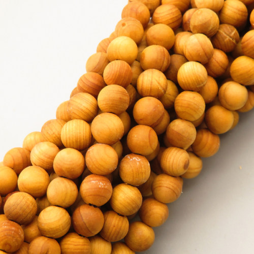 Natural Thuja Sutchuenensis Beads Strands,Round,Khaki,6mm,Hole:0.5mm,about 63 pcs/strand,about 22 g/strand,5 strands/package,14.96"(38cm),XBSB00015baka-L020