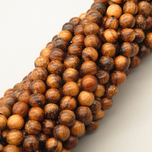 Natural Imitation Aquilariaagallocha(Lour.)Roxb Beads Strands,Round,Brown,4mm,Hole:0.5mm,about 95 pcs/strand,about 9 g/strand,5 strands/package,14.96"(38cm),XBSB00019baka-L020
