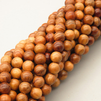 Natural Pterocarpuserinaceus Poir Beads Strands,Round,Brown,6mm,Hole:0.8mm,about 63 pcs/strand,about 22 g/strand,5 strands/package,14.96"(38cm),XBSB00033baka-L020