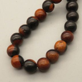 Natural Dalbergia Nigra (Vell.) Benth Beads Strands,Round,Brown and Black,6mm,Hole:0.8mm,about 63 pcs/strand,about 22 g/strand,5 strands/package,14.96"(38cm),XBSB00037baka-L020